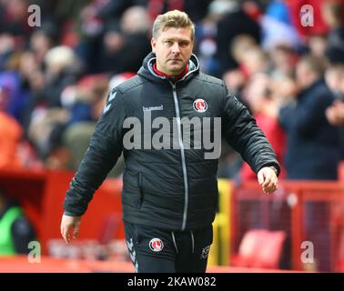 Charlton Athletic manager Karl Robinson during Sky Bet League One match between Charlton Athletic against Blackpool at The Valley Stadium London on 23 Dec 2017 (Photo by Kieran Galvin/NurPhoto) Stock Photo