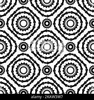 Different Bicycle Chain Frames Seamless Pattern Isolated on White Background Stock Vector