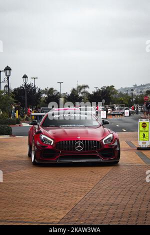 A vertical shot of the front of a red Mercedes Fire Truck Van in the ...
