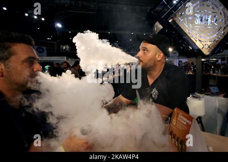 1st International Cannabis Expo in Athens, Greece on January 13, 2018. The purpose of the event is to inform the visitors for all the products and the innovations that exist in the cannabis sector worldwide and the latest achievements in the medical, pharmaceutical and industrial use of cannabis. (Photo by Giorgos Georgiou/NurPhoto) Stock Photo