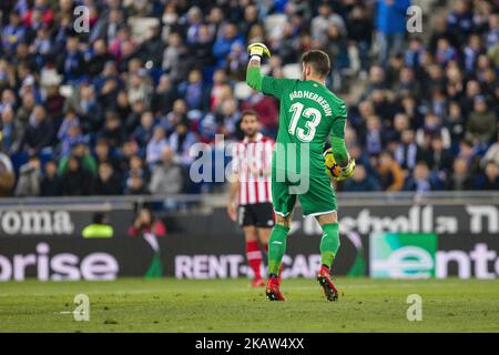 Athletic Club goalkeeper Iago Herrerin (13) during the match between RCD Espanyol vs Athletic de Bilbao, for the round 19 of the Liga Santander, played at RCD Espanyol Stadium on 14th January 2018 in Barcelona, Spain. (Photo by Urbanandsport/NurPhoto) Stock Photo