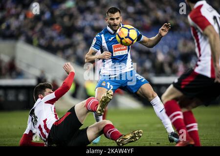 12 Didac from Spain of RCD Espanyol during La Liga match between RCD Espanyol v Athletic Club de Bilbao at RCD Stadium in Barcelona on 14 of January, 2018. (Photo by Xavier Bonilla/NurPhoto) Stock Photo