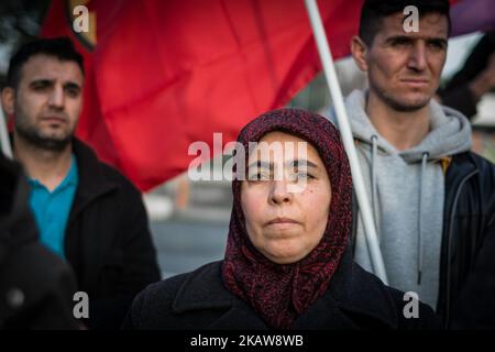 The Kurdish community protests denounce Russia's complicity with Turkey in the bombardments of Turkey's military against the militia of the Kurdish People's Protection Units (YPG) in Kurdish-held enclave in Syria on January 22, 2018 in Rome, Italy. Turkey's military is calling the campaign Operation Olive Branch. (Photo by Andrea Ronchini/NurPhoto) Stock Photo