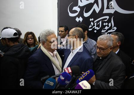 Egyptian human rights lawyer Khaled Ali in his press conference in Cairo, Egypt, 24 January 2018. Former Presidential candidate and human rights lawyer Khaled Ali announced that he will withdrawal as a candidate in the 2018 presidential elections in Egypt (Photo by Fayed El-Geziry/NurPhoto) Stock Photo