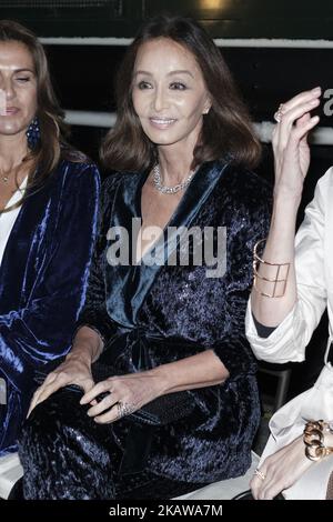 Spanish socialite Isabel Preysler attends Pedro del Hierro's fashion show at the Railway Museum as part of the 67th Mercedes-Benz Fashion Week Madrid in Madrid, Spain, 24 January 2018. (Photo by Oscar Gonzalez/NurPhoto) Stock Photo