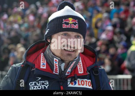 Adam Malysz, a Polish former ski jumper and one of the most successful athletes in the history of ski jumping, currently the director of the Polish national team seen during the Large Hill Individual competition at the FIS Ski Jumping World Cup, in Zakopane, Poland. On Sunday, 28 January 2018, in Zakopane, Poland. (Photo by Artur Widak/NurPhoto) Stock Photo