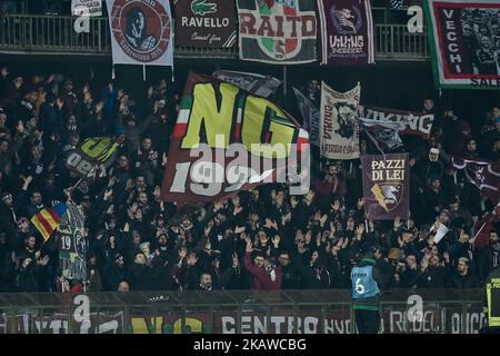 Supporters of Salernitana during the Serie B match between Ternana and Salernitana at Libero Liberati Stadium in Terni, Italy on January 29 2018. (Photo by Giuseppe Maffia/NurPhoto) Stock Photo