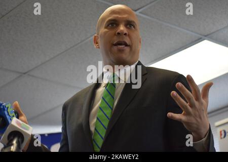 Senator Cory Booker speaks at the Democratic Committee of Bergen County in Hackensack, NJ on February 5, 2018 (Photo by Kyle Mazza/NurPhoto) Stock Photo