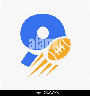 Letter 2 Rugby Logo Concept With Moving Rugby Ball Icon. Rugby Sports ...