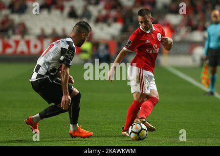 Benficas forward Andrija Zivkovic from Serbia (R) during the Premier League 2017/18 match between SL Benfica v Boavista FC, at Luz Stadium in Lisbon on February 17, 2018. (Photo by Bruno Barros / DPI / NurPhoto) Stock Photo