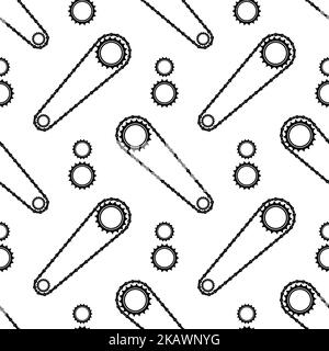 Different Bicycle Chain Frames Seamless Pattern Isolated on White Background Stock Vector