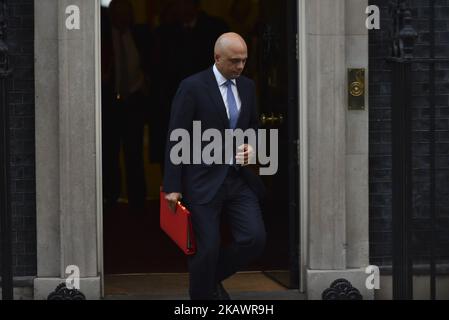 Housing Secretary Sajid Javid leaves Downing Street to attend the weekly Cabinet meeting, London on February 27, 2018. (Photo by Alberto Pezzali/NurPhoto) Stock Photo