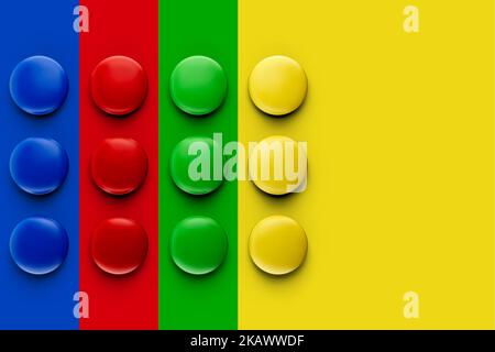 Colorful delicious chocolate candies or buttons lying in several rows, forming Traffic lights Concept Isolated on a colorful background 3d illustratio Stock Photo