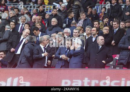 Josep Maria Bartomeu and Enrique Cerezo during the match between FC Barcelona v Atletico Madrid, for the round 27 of the Liga Santander, played at Camp nou on 4th March 2018 in Barcelona, Spain. (Credit: Joan Valls / Urbanandsport / NurPhoto) -- (Photo by Urbanandsport/NurPhoto) Stock Photo