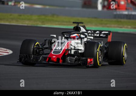 08 Romain Grosjean from France Haas F1 Team VF-18 Ferrari during day four of F1 Winter Testing at Circuit de Catalunya on March 9, 2018 in Montmelo, Spain. (Photo by Xavier Bonilla/NurPhoto) Stock Photo