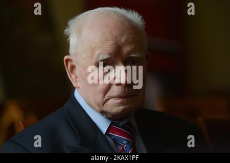 Professor Adam Strzembosz became the laureate of this year's edition of the medal 'For civic wisdom' awarded by the 'Krakow' monthly magazine during a ceremony in Krakow's town hall. The magazine honored Professor Strzembosz for insightful commenting on reality and defending the dignity and independence of the judge. On Monday, March 5, 2018, in Krakow, Poland. (Photo by Artur Widak/NurPhoto) Stock Photo