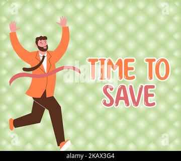 Text showing inspiration Time To Save. Word for to discuss with the person thoroughly or to convey information Thinking New Writing Concepts, Breaking Stock Photo