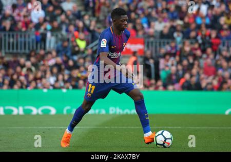 Ousmane Dembele during the match between FC Barcelona and Athletic Club, played at the Camp Nou Stadium on 18th March 2018 in Barcelona, Spain. -- (Photo by Urbanandsport/NurPhoto) Stock Photo