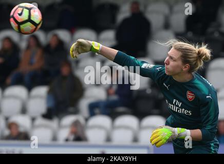 Anna Moorhouse of Arsenal during SSE Women's FA Cup quarter final match between Arsenal against Charlton Athletic Women at Meadow Park Borehamwood FC in London, UK on March 25, 2018. (Photo by Kieran Galvin/NurPhoto) Stock Photo