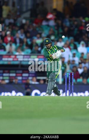 SCG, NSW, Australia: 3rd November 2022;  T20 World Cup Cricket, Pakistan versus South Africa: Mohammad Haris of Pakistan hits a boundary shot Stock Photo