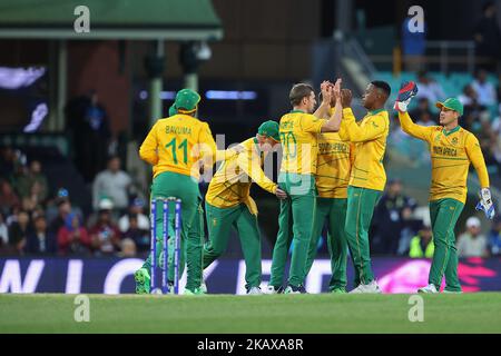 Pakistan players celebrate the wicket of South African batsman Tristan
