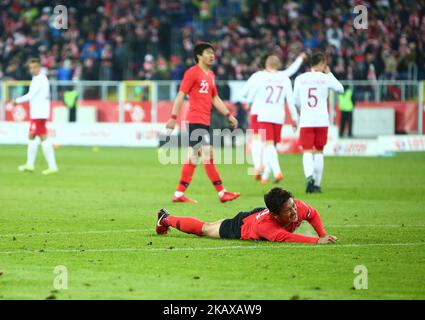 International friendly soccer match between Poland and South Korea national football teams, at the Silesian Stadium in Chorzow, Poland on 27 March 2018 (Photo by Mateusz Wlodarczyk/NurPhoto) Stock Photo