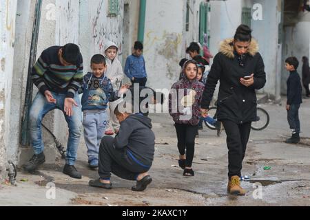 Aida Camp in Bethlehem, West Bank on March 13, 2018. (Photo by Artur Widak/NurPhoto) Stock Photo