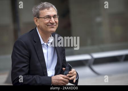 Turkish novelist, screenwriter, academic and recipient of the 2006 Nobel Prize in Literature Orhan Pamuk during his visit to Barcelona, Catalonia, Spain on April 02, 2018 (Photo by Miquel Llop/NurPhoto) Stock Photo