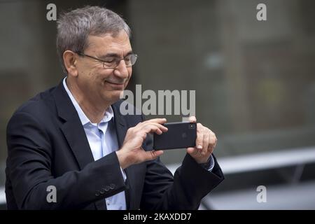 Turkish novelist, screenwriter, academic and recipient of the 2006 Nobel Prize in Literature Orhan Pamuk during his visit to Barcelona, Catalonia, Spain on April 02, 2018 (Photo by Miquel Llop/NurPhoto) Stock Photo