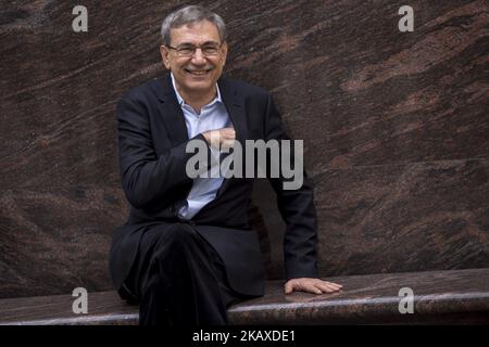 Turkish novelist, screenwriter, academic and recipient of the 2006 Nobel Prize in Literature Orhan Pamuk during his visit to Barcelona, Catalonia, Spain on April 02, 2018 (Photo by Miquel Llop/NurPhoto) Stock Photo