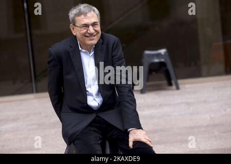 Turkish novelist, screenwriter, academic and recipient of the 2006 Nobel Prize in Literature Orhan Pamuk during his visit to Barcelona, Catalonia, Spain on April 02, 2018 (Photo by Miquel Llop/NurPhoto) Stock Photo