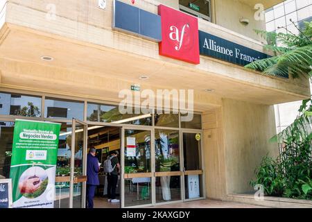Bogota Colombia,El Chico Carrera 11,Alliance Francais courses classes French language culture school,sign billboard information promoting promotion ad Stock Photo