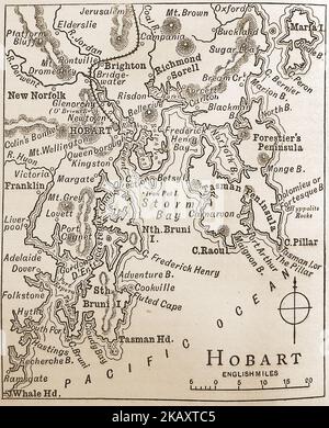 A late 19thcentury map of Hobart, Tasmania, Australia. Stock Photo