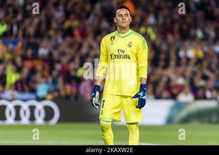 Real Madrid goalkeeper Keylor Navas (1) during the match between FC Barcelona v Real Madrid, for the round 36 of the Liga Santander, played at Camp nou on 6th May 2018 in Barcelona, Spain. -- (Photo by Urbanandsport/NurPhoto) Stock Photo