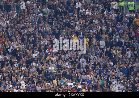 Juventus supporters at Olimpico Stadium in Rome, Italy on May 13, 2018 during Serie A match between AS Roma and Juventus. (Photo by Matteo Ciambelli/NurPhoto) Stock Photo