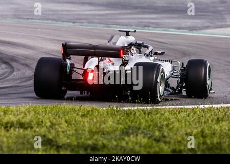 New rear lights for rain condicions for 2019 tested by 44 Lewis Hamilton from Great Britain Mercedes W09 Hybrid EQ Power+ team Mercedes GP during the Spanish Formula One in-season young drivers Tests at Circuit de Barcelona - Catalunya on 15th and 16th of March, 2018 in Montmelo, Spain. (Photo by Xavier Bonilla/NurPhoto) Stock Photo