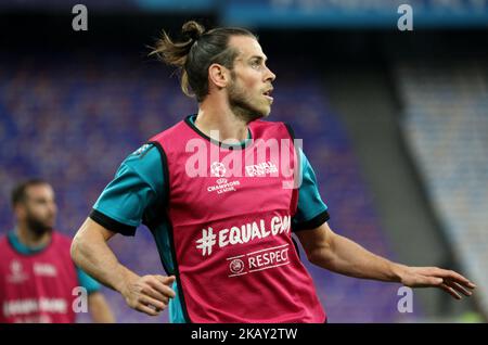 Real Madrid's Gareth Bale works out with teammates during a training session at the Olympic Stadium in Kiev. Ukraine, Friday, May 25, 2018 Tomorrow will be the final match of the Champions League between Real Madrid and Liverpool at the Olympic Stadium in Kiev. (Photo by Danil Shamkin/NurPhoto) Stock Photo