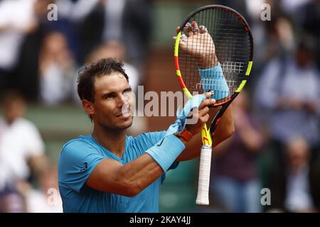 Rafael Nadal attends the tennis match game during the Roland Garros Tournament in Paris, France, May 29, 2018. (Photo by Mehdi Taamallah/NurPhoto) Stock Photo