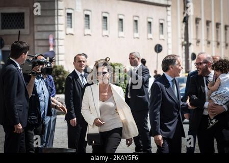 Family and the Disabled Minister Lorenzo Fontana (R) and aly’s Foreign Minister Enzo Moavero Milanesi (2nd-R) The members of the new government arrive at the Palazzo del Quirinale for the oath before the President of the Republic Sergio Mattarella on June 1, 2018 in Rome, Italy. (Photo by Andrea Ronchini/NurPhoto) Stock Photo