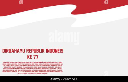 A vector of an independent day Indonesia 77 with red and white flag and editable text Stock Vector