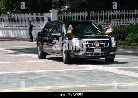U.S. President Donald Trump's motorcade leaves the Istana presidential residence in Singapore, on Monday, June 11, 2018. Trump met Prime Minister Lee Hsien Loong at the city-state's presidential palace for more than two hours Monday for discussions that were expected to include everything from summit preparations to the U.S.'s tariff threats. (Photo by Chris Jung/NurPhoto)