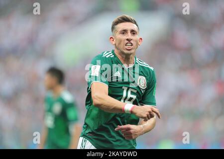 defender Hector Herrera of Mexico National team during the group F match between Germany and Mexico at the 2018 soccer World Cup at Luzhniki stadium in Moscow, Russia, Sunday, June 17, 2018. (Photo by Anatolij Medved/NurPhoto) Stock Photo