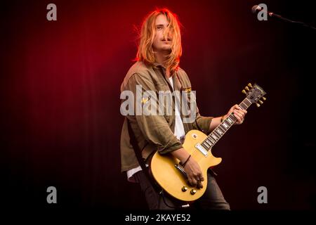 Joe Langridge-Brown of Nothing But Thieves performing live at Pinkpop Festival 2018 in Landgraaf, Netherlands on June 16, 2018. (Photo by Roberto Finizio/NurPhoto) Stock Photo