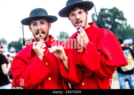 Fans of American singer and songwriter Marilyn Manson in Milano, Italy, on June 19 2018 (Photo by Mairo Cinquetti/NurPhoto) Stock Photo