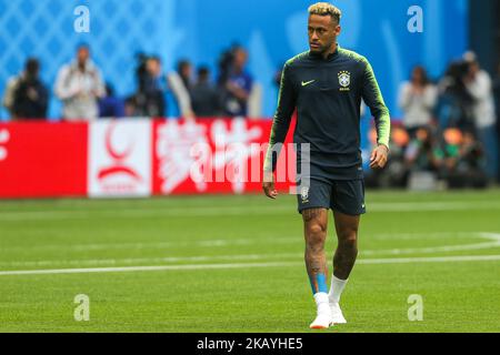 Neymar of the Brazil national football team takes part in a training
