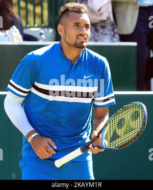 Nick Kyrgios (AUS) during his match against Nick Kyrgios (AUS) day two of The Boodles Tennis Event at Stoke Park on June 27, 2018 in Stoke Poges, England (Photo by Kieran Galvin/NurPhoto) Stock Photo