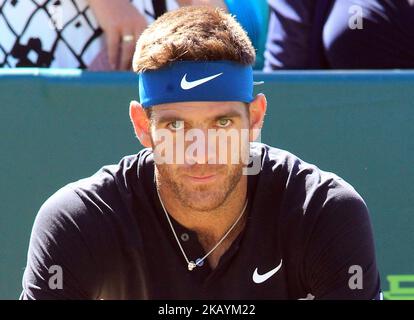 Juan Martin del Potro (ARG) during his match against Taylor Fritz (USA) day two of The Boodles Tennis Event at Stoke Park on June 27, 2018 in Stoke Poges, England (Photo by Kieran Galvin/NurPhoto) Stock Photo