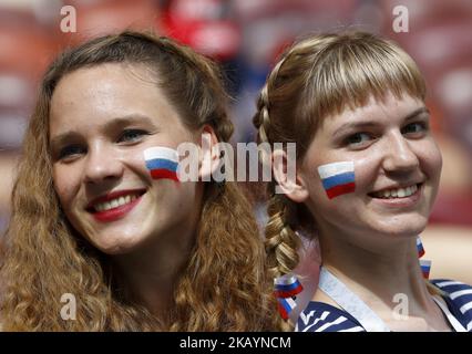 Round of 16 Russia v Spain - FIFA World Cup Russia 2018 Russia supporters at Luzhniki Stadium in Moscow, Russia on July 1, 2018. (Photo by Matteo Ciambelli/NurPhoto)  Stock Photo