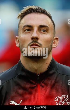 Josip Drmic of Switzerland national team during the 2018 FIFA World Cup Russia Round of 16 match between Sweden and Switzerland on July 3, 2018 at Saint Petersburg Stadium in Saint Petersburg, Russia. (Photo by Mike Kireev/NurPhoto) Stock Photo