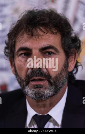 Oscar Camps, founder of Proactiva Open Arms, a Spanish NGO which specialized in search and rescue operations at sea, talks to reporters during a press conference, in Rome on July 6, 2018 (Photo by Andrea Ronchini/NurPhoto) Stock Photo